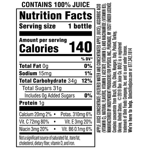 Pepsi JUICE DOLE PLUS APPLE 100% PLASTIC BOTTLE