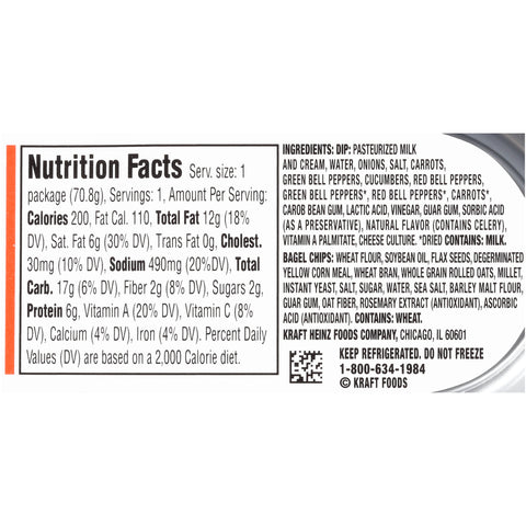 Philadelphia Garden Vegetable Bagel Chips and Cream Cheese Dip, 2.5 Ounce -- 10 per case.