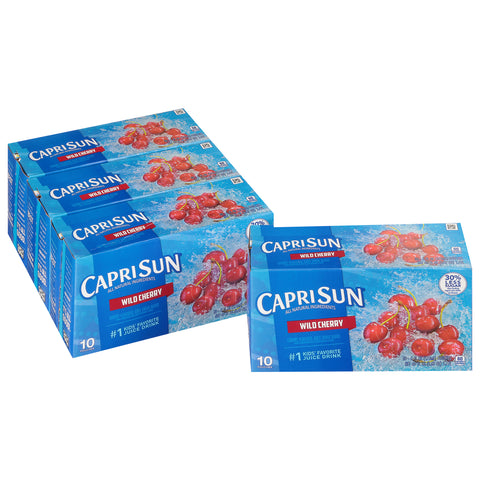 Kraft Capri Sun Wild Cherry Flavored Juice Drink Blend, 6 Ounce - 10 per pack -- 4 packs per case.
