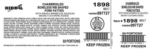 Rib-B-Q® PORK RIB-B-Q® PORK RIB PATTIE WITH BBQ SAUCE 3.7 OZ 10000097727