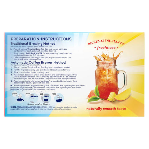 Lipton Tropical Unsweetened Iced Tea Bags, 1 gallon Pack of 24 -- 2 per case