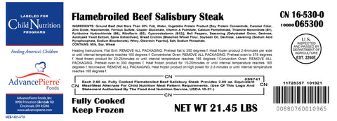 Advancepierre™ BEEF SALISBURY STEAK DOWN HOME FLAMEBROILED FC 3 OZ 10000065300