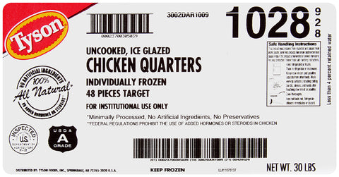 Tyson® CHICKEN BREAST & LEG QUARTERS, GRADE A , MEDIUM IF 10010280928