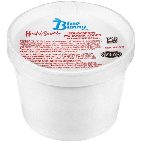 Blue Bunny ICE CREAM CUP STRAWBERRY NO SUGAR ADDED