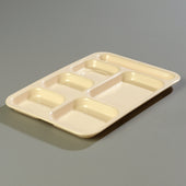 Tray Serving 6-compartment Right Hand Tan 14.5x10