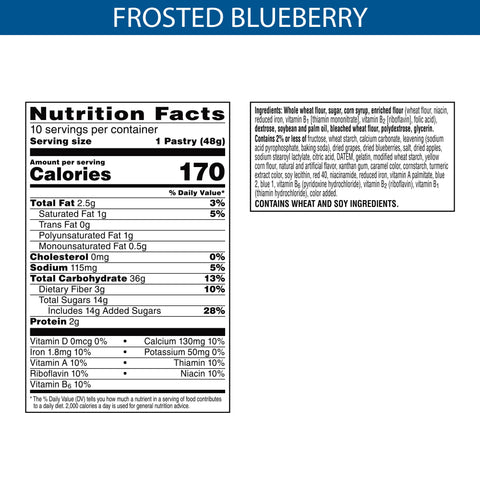 Kelloggs Pop-Tarts Whole Grain Blueberry Toaster Pastry, 1.76 Ounce -- 120 per case