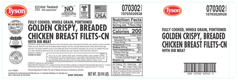 Chicken Fillet Whole Grain Breaded Golden Crispy Made W/ Whole Muscle 3.75 Oz 70302-0928