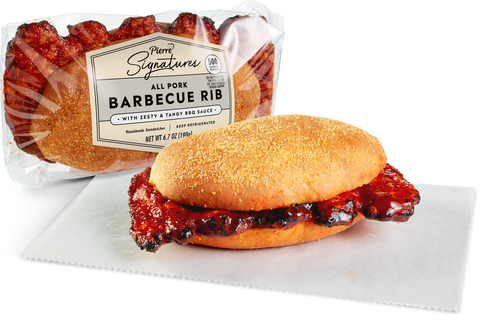 Sandwich Boneless Rib-shaped Pork Patty Sandwich W/ Bbq Sauce Iw 6.7 Oz 1065