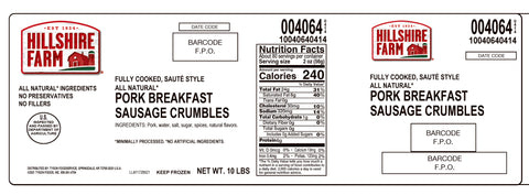 Hillshire Farm All Natural Saute Style Pork Crumbles, 2 Gram -- 2 per case.