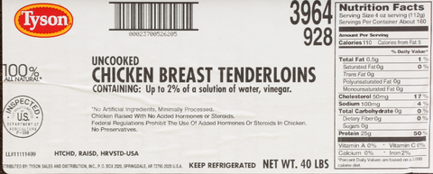 Tyson® CHICKEN TENDERLOIN LARGE RANDOM CLIPPED ESL 10039640928