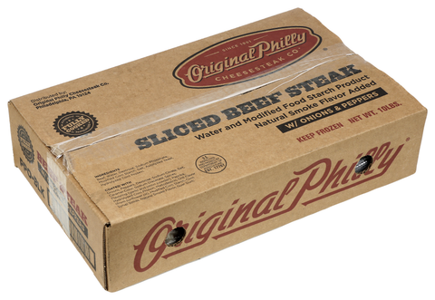 Original Philly Cooked Beef Sandwich Slices with Onions and Peppers, 10 Pound.
