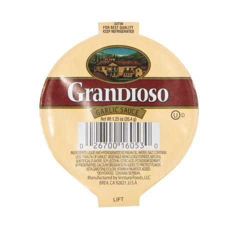 Grandioso Liquid Garlic Sauce, 0.07 Pound Cup -- 128 per case.