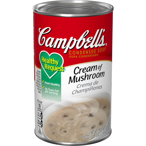 Campbells Condensed Healthy Request Cream of Mushroom Soup - 50 oz. can, 12 per case