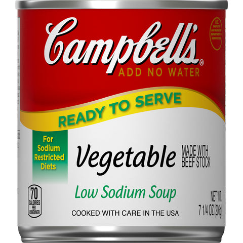 Campbells Ready To Serve Low Sodium Vegetable Soup - 7.25 oz. can, 24 per case