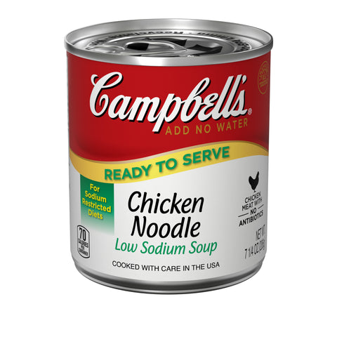 Campbells Ready To Serve Low Sodium Chicken Noodle Soup - 7.25 oz. can, 24 per case