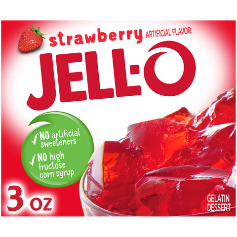 Jello Strawberry Gelatin, 3 Ounce --24 Case