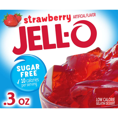 Jello Strawberry Sugar Free Gelatin, .3 Ounce -- 24 Case