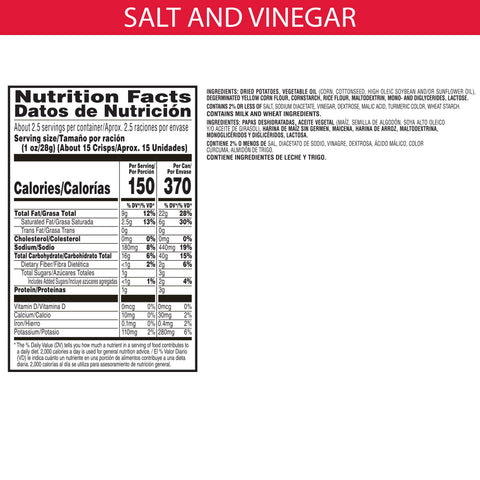 Pringles Grab and Go Salt and Vinegar Crisps, 2.5 Ounce -- 12 per case.