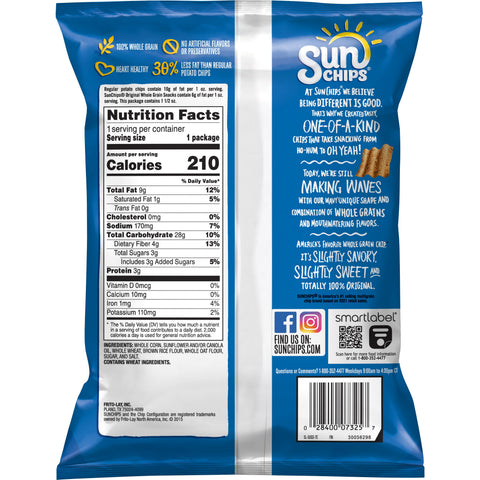 Sunchips Original Whole Grain Potato Chips, 1.5 Ounce -- 64 per case.