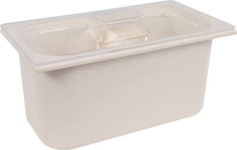Carlisle PAN FOOD PLASTIC COLDMASTER 1/3 DIVIDED WHITE 6