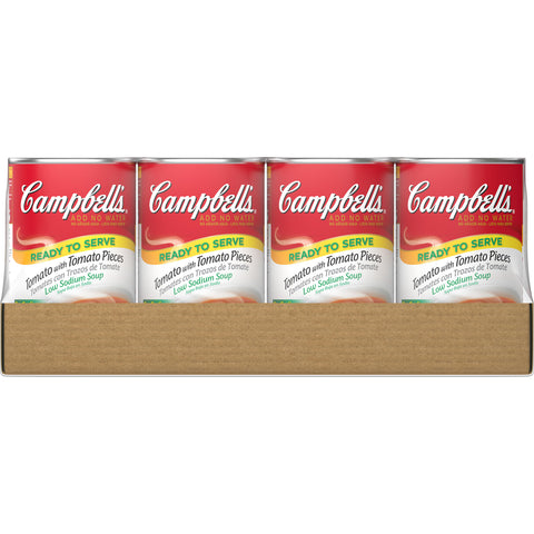 Campbells Ready To Serve Low Sodium Tomato Soup w/ Tomato Pieces - 50 oz. can, 12 per case