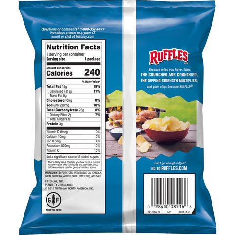 Chip Potato Ridged Regular Large Single Serve