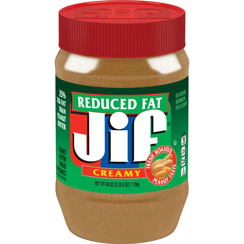 Jif Reduced Fat Creamy Peanut Butter, 40 Ounce -- 8 per case.