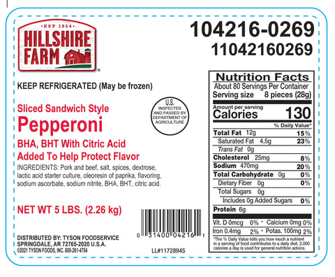Pepperoni Sandwich Sliced 8/oz 104216-0269