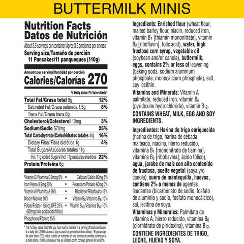 Kelloggs Eggo Mini Buttermilk Pancakes, 40 per pack -- 8 packs per case