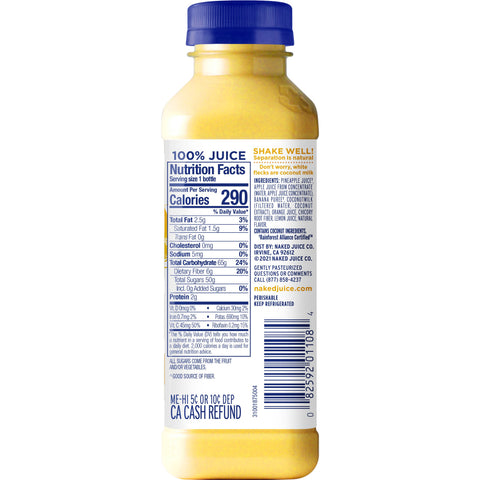 Naked Juice DRINK SMOOTHIE PINA COLADA NSA NON-DAIRY PLASTIC BOTTLE REF
