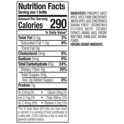 Naked Juice DRINK SMOOTHIE PINA COLADA NSA NON-DAIRY PLASTIC BOTTLE REF