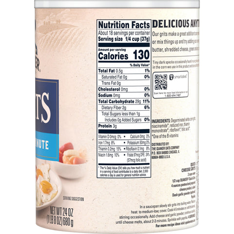 Quaker® CEREAL GRITS QUICK WHITE TUBE