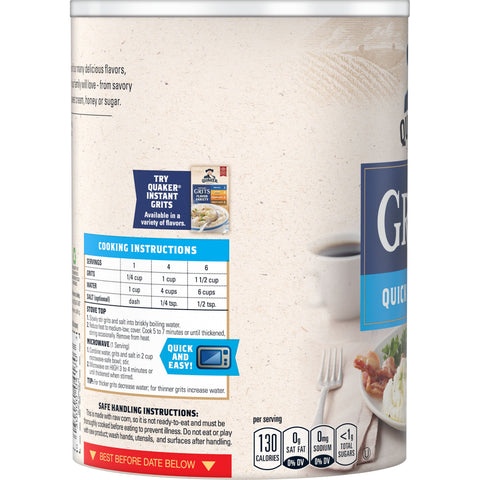 Quaker® CEREAL GRITS QUICK WHITE TUBE
