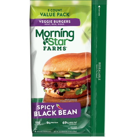 Morningstar Farms Spicy Black Bean Veggie Burgers, 18.9 Ounce -- 5 per case.