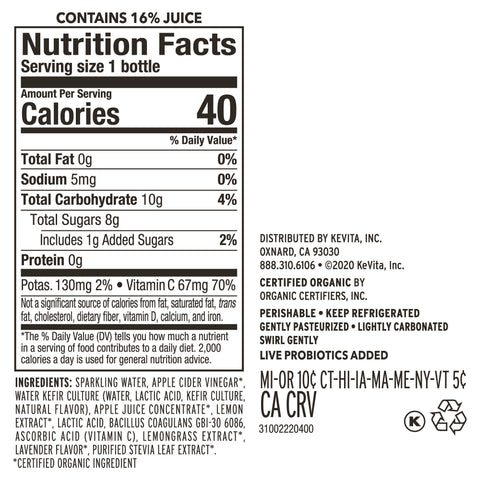 Kevita DRINK KEVITA CLEANSING PROBIOTIC MEYER LEMON