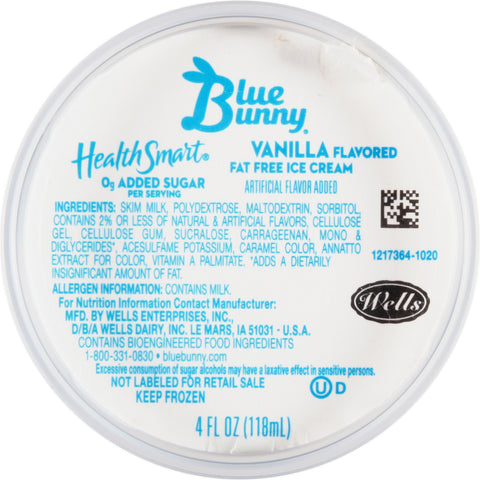 Blue Bunny Health Smart Vanilla Ice Cream Cup, 4 Fluid Ounce -- 48 per case