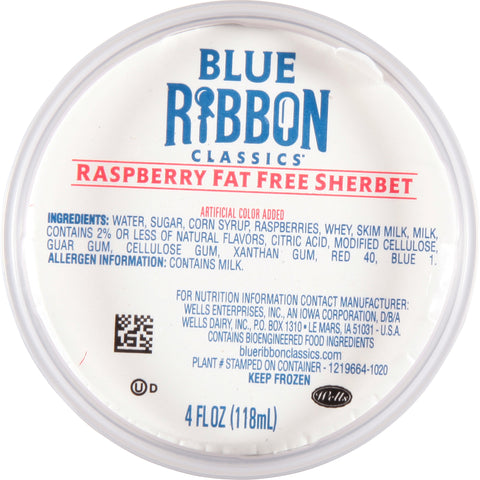 Blue Bunny ICE CREAM CUP SHERBET RASPBERRY