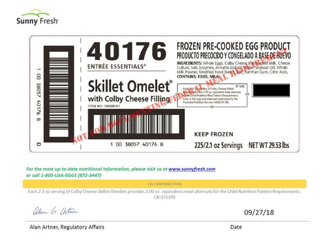 Omelet® Fresh Skillet W/ Colby Cheese, Fz Bulk