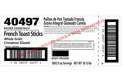 Sunny Fresh™ FRENCH TOAST WG CINNAMON GLAZED STICK 2.9 OZ COOKED CN
