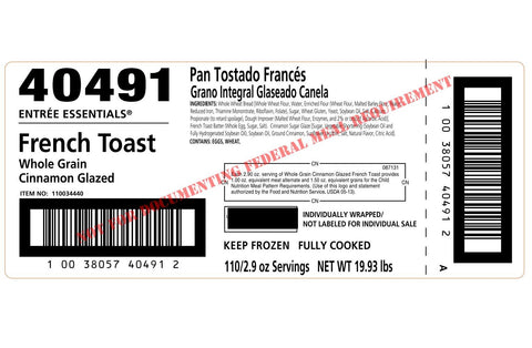 Sunny Fresh™ FRENCH TOAST CINNAMON GLAZED WHOLE GRAIN CN IW