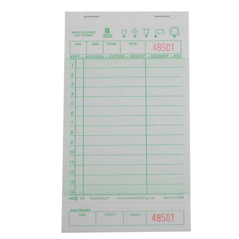 Adams GUEST CHECK 1-PART GREEN 14 LINE 4.25X7.25