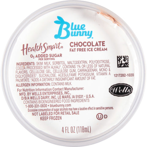 Blue Bunny Health Smart Chocolate Ice Cream Cup, 4 Fluid Ounce -- 48 per case