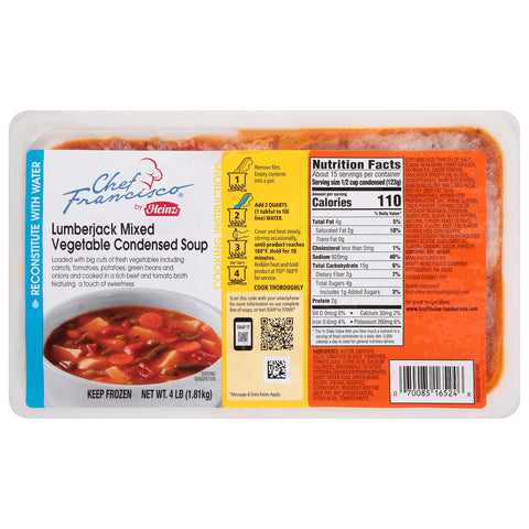 Chef Francisco Lumberjack Mixed Vegetable Soup - 4 lb. tub, 4 per case