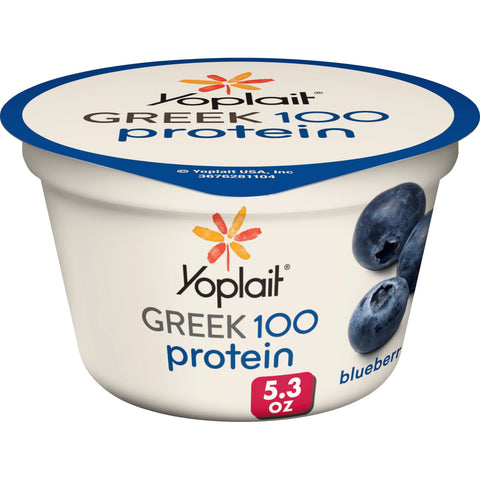 Yoplait Greek 100 Calorie Blended Blueberry Yogurt, 5.3 Ounce -- 12 per case.