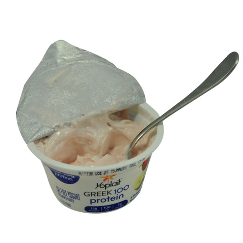 Yoplait Greek 100 Calorie Strawberry Banana Yogurt, 5.3 Ounce -- 12 per case.