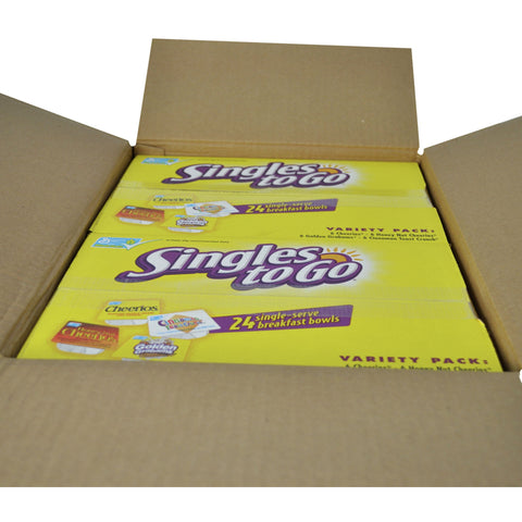 General Mills Assorted Singles To Go Bowlpak Cereal, 22.1 Ounce -- 4 per case.