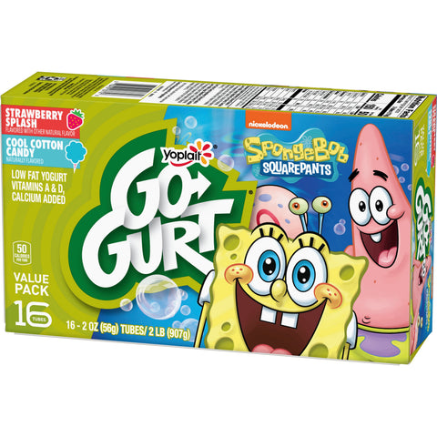 Yoplait Go Gurt Vanilla Strawberry 32 Ounce Cotton Candy Yogurt, 16 count per pack -- 6 per case.