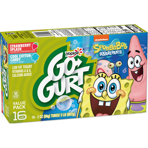 Yoplait Go Gurt Vanilla Strawberry 32 Ounce Cotton Candy Yogurt, 16 count per pack -- 6 per case.