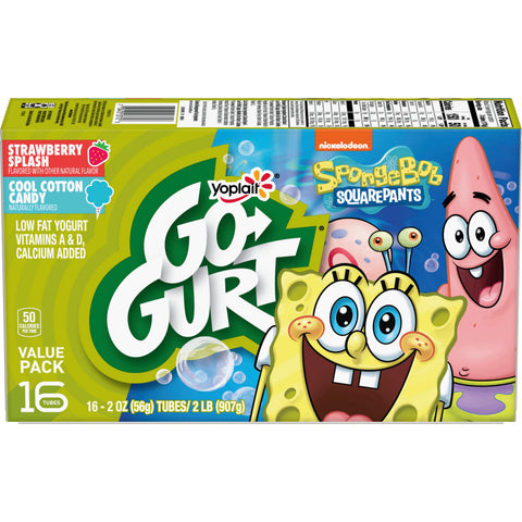 Yoplait Go Gurt Vanilla Strawberry 32 Ounce Cotton Candy Yogurt, 16 count per pack -- 6 per case.