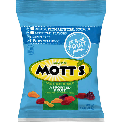 Motts Assorted Fruit Snacks, 1.6 Ounce -- 144 per case.
